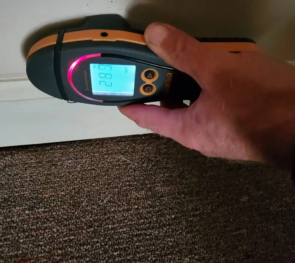 Moisture detection at baseboard during Mold Inspection & Testing in Gettysburg